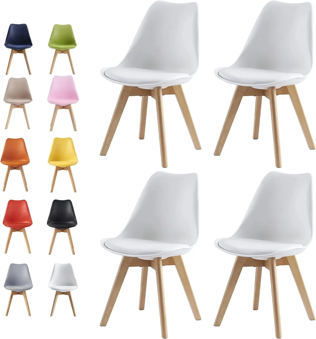 Chaises de salle à manger Mcc Direct (lot de 4), chaises de cuisine, chaises de bureau, chaise coque de designer "Eva" disponible en 7 couleurs tendance