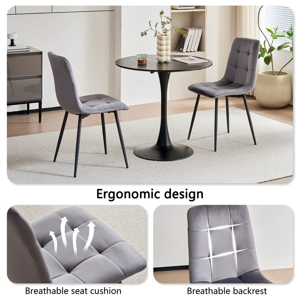Lot de 2/4/6 chaises de salle à manger en velours modernes, minimalistes et multifonctionnelles, pieds en métal, pour salle à manger, bureau à domicile et sièges de visiteurs