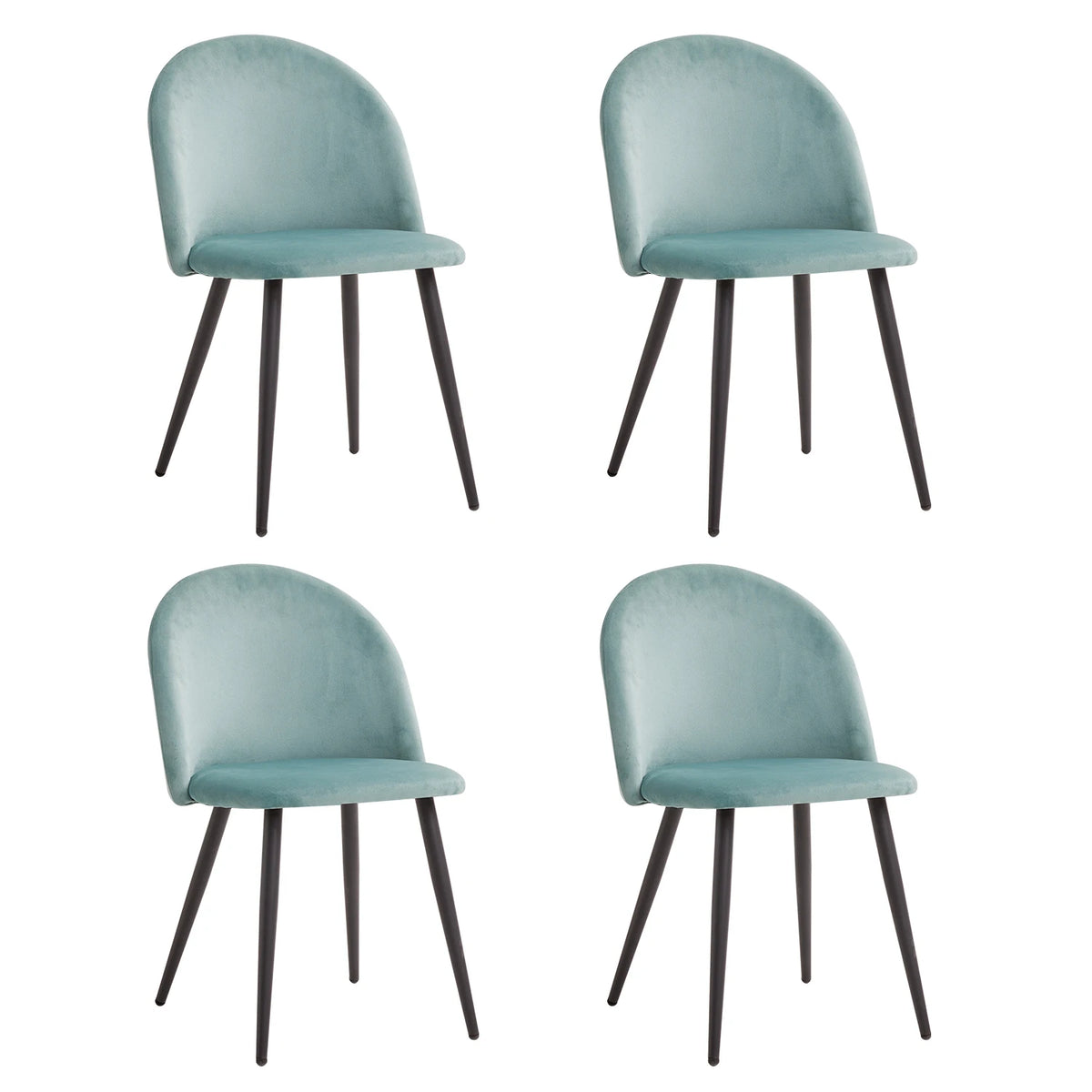 Lot de 4 Chaises de Salle à Manger en Velours avec Pieds en Métal - Chaises Modernes au Design Scandinave Chic - Fauteuils Confortables pour Cuisine, Chambre, Coiffeuse et Réceptions
