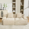 Canapé modulable 3 places en chenille beige avec mousse haute élasticité 30D et compression sous vide, sans montage avec sol antidérapant, polyvalent pour salon, chambre et bureau à domicile