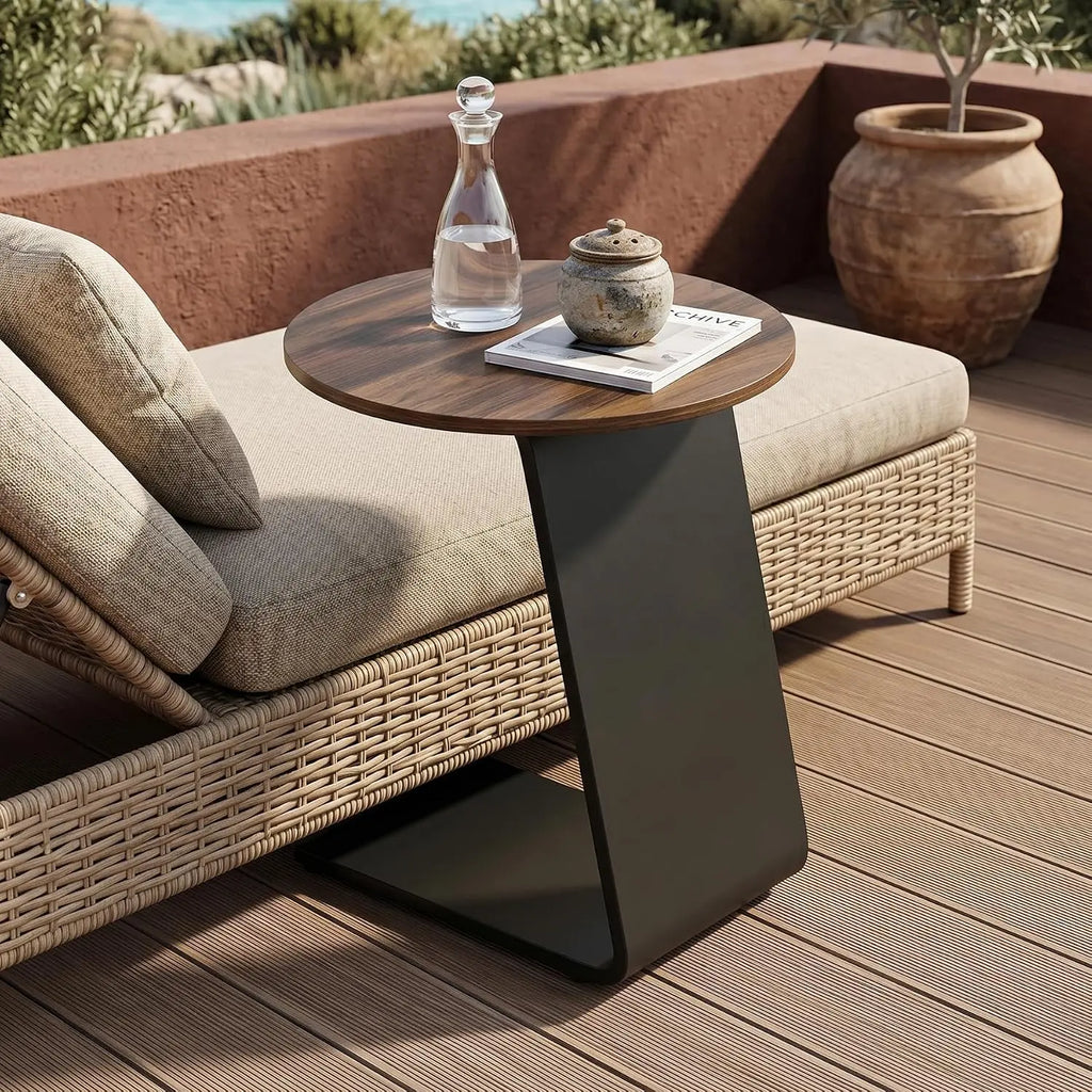 Petite table d'appoint ronde Tribesigns, bout de canapé en C de 50 cm avec structure en métal