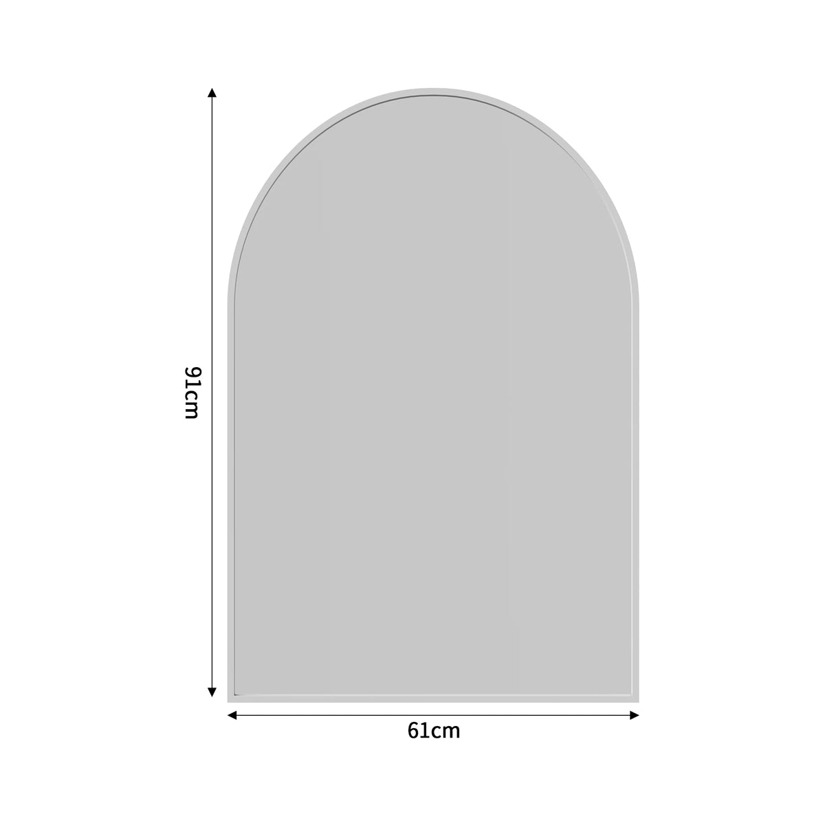 Miroir mural en verre trempé Superaly 91x61 cm avec cadre en alliage d'aluminium, miroir arqué, miroir de salle de bain, miroir de maquillage, miroir de courtoisie pour salon, chambre, couloir, blanc