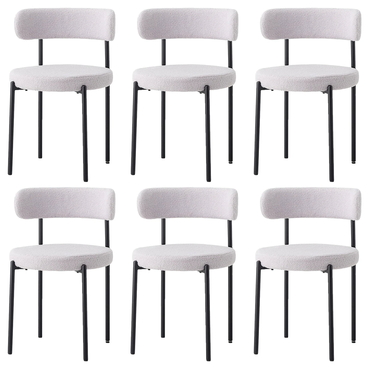 Chaises de salle à manger EGOONM style scandinave (lot de 2/4/6), chaises de cuisine rembourrées avec velours bouclette (effet teddy), pour maison, bureau et salle à manger