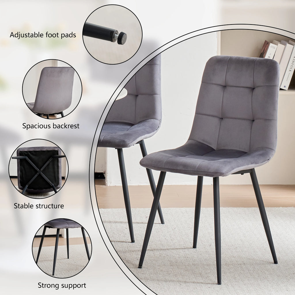 Lot de 2/4/6 chaises de salle à manger en velours modernes, minimalistes et multifonctionnelles, pieds en métal, pour salle à manger, bureau à domicile et sièges de visiteurs
