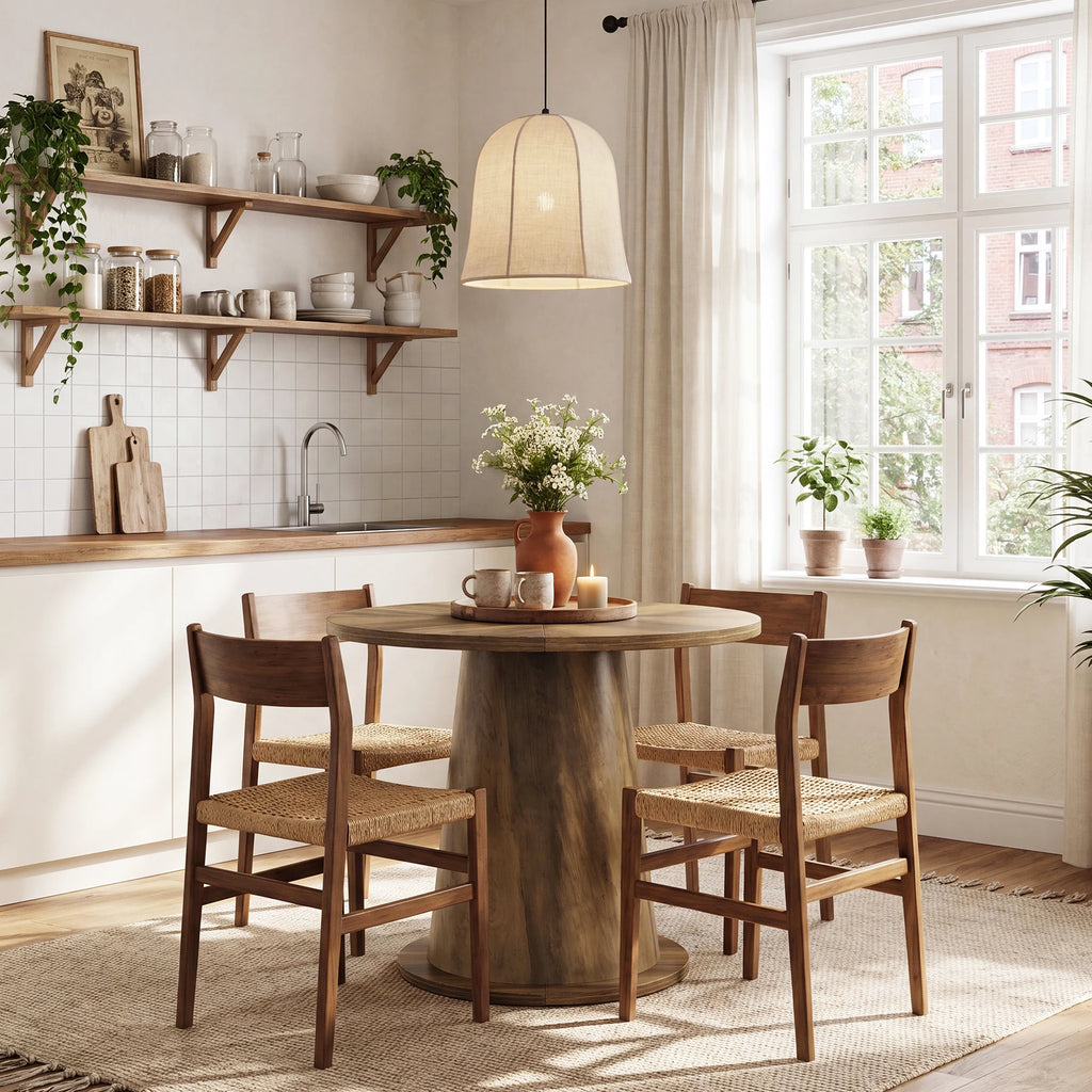 Table à manger ronde Tribesigns 80 cm (31,5") pour 2 à 4 personnes, petite table en bois avec plateau épaissi et base stable, table de cuisine moderne pour petit appartement, cuisine, salle à manger