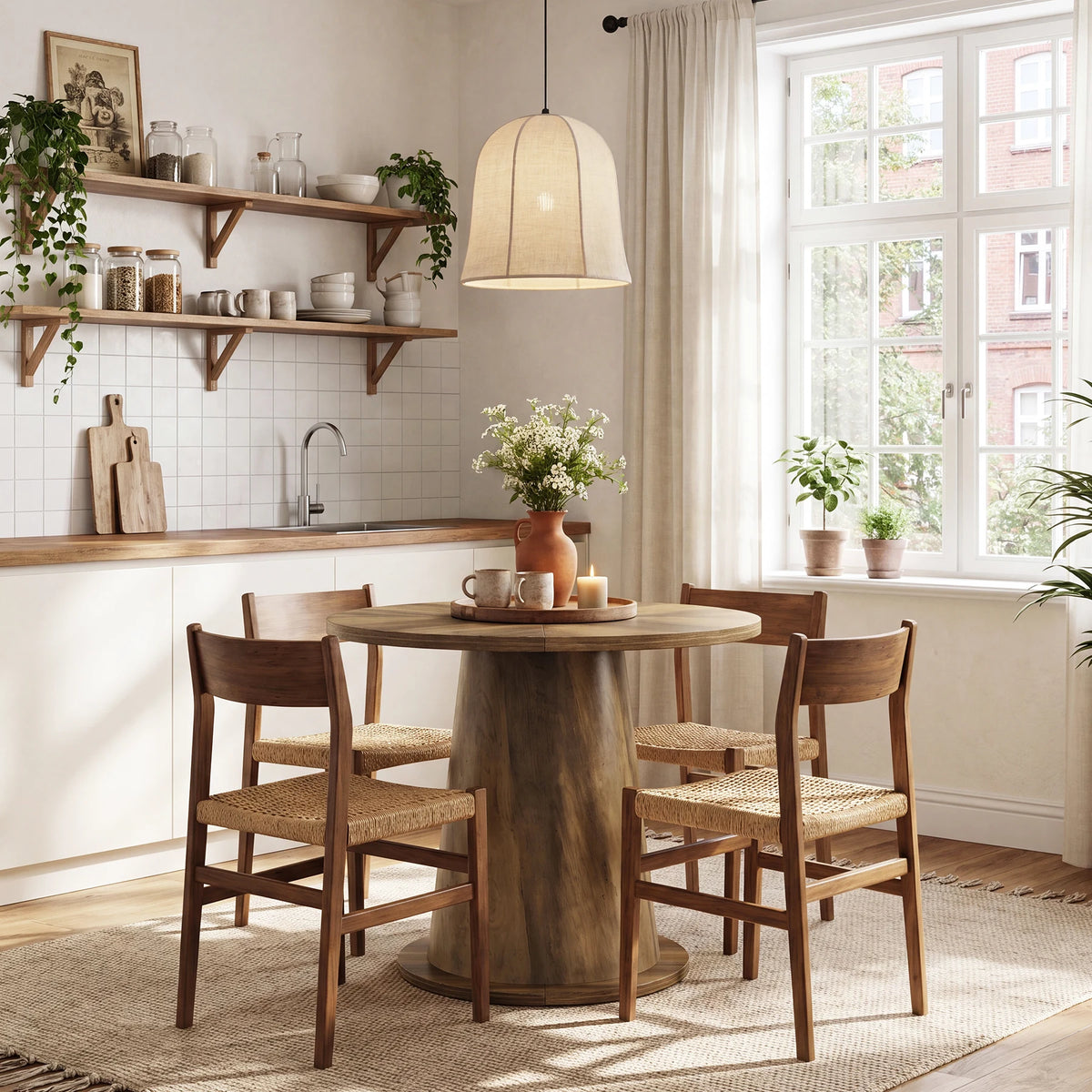 Table à manger ronde Tribesigns 80 cm (31,5") pour 2 à 4 personnes, petite table en bois avec plateau épaissi et base stable, table de cuisine moderne pour petit appartement, cuisine, salle à manger