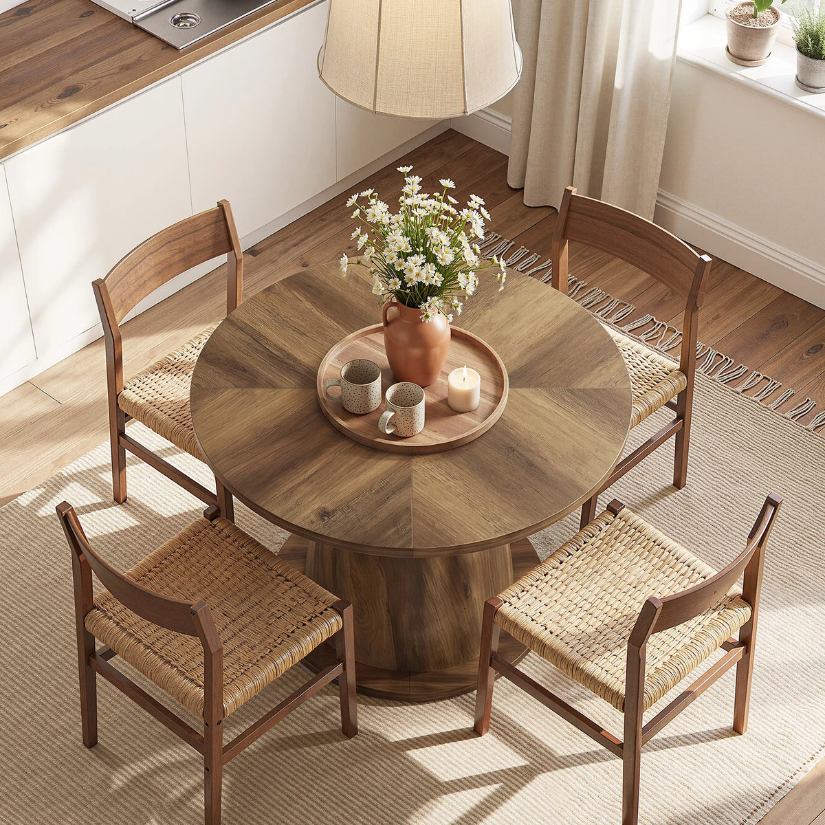 Table à manger ronde Tribesigns 80 cm (31,5") pour 2 à 4 personnes, petite table en bois avec plateau épaissi et base stable, table de cuisine moderne pour petit appartement, cuisine, salle à manger