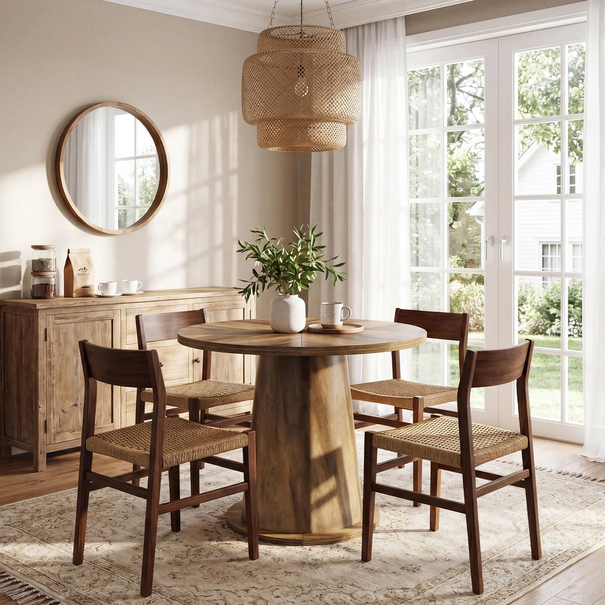 Table à manger ronde Tribesigns 80 cm (31,5") pour 2 à 4 personnes, petite table en bois avec plateau épaissi et base stable, table de cuisine moderne pour petit appartement, cuisine, salle à manger