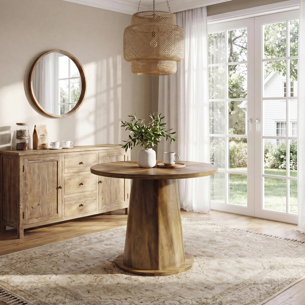 Table à manger ronde Tribesigns 80 cm (31,5") pour 2 à 4 personnes, petite table en bois avec plateau épaissi et base stable, table de cuisine moderne pour petit appartement, cuisine, salle à manger