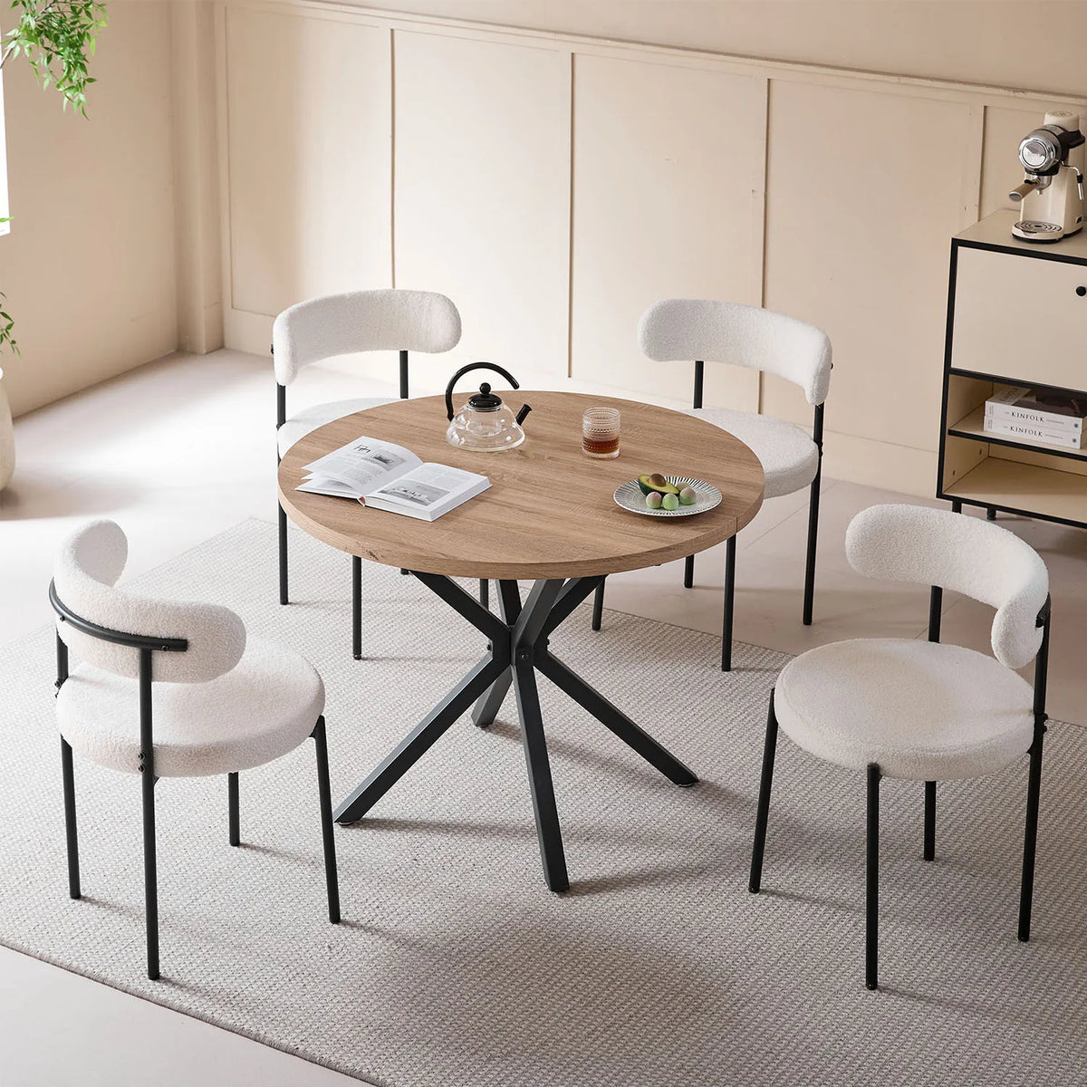 Chaises de salle à manger EGOONM style scandinave (lot de 2/4/6), chaises de cuisine rembourrées avec velours bouclette (effet teddy), pour maison, bureau et salle à manger