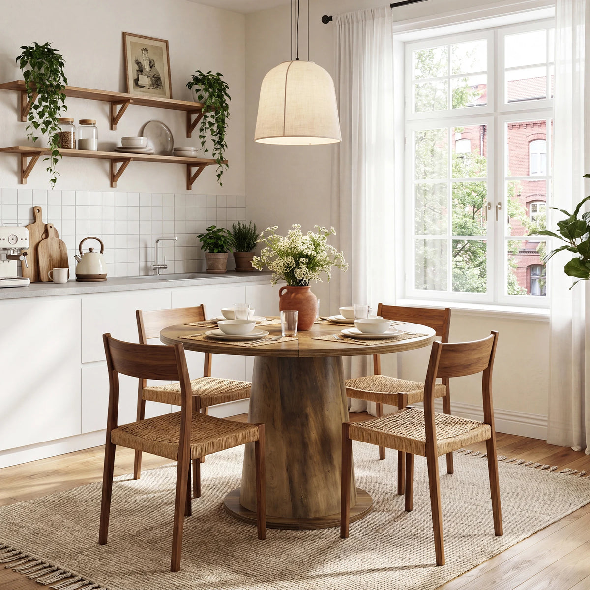 Table à manger ronde Tribesigns 80 cm (31,5") pour 2 à 4 personnes, petite table en bois avec plateau épaissi et base stable, table de cuisine moderne pour petit appartement, cuisine, salle à manger