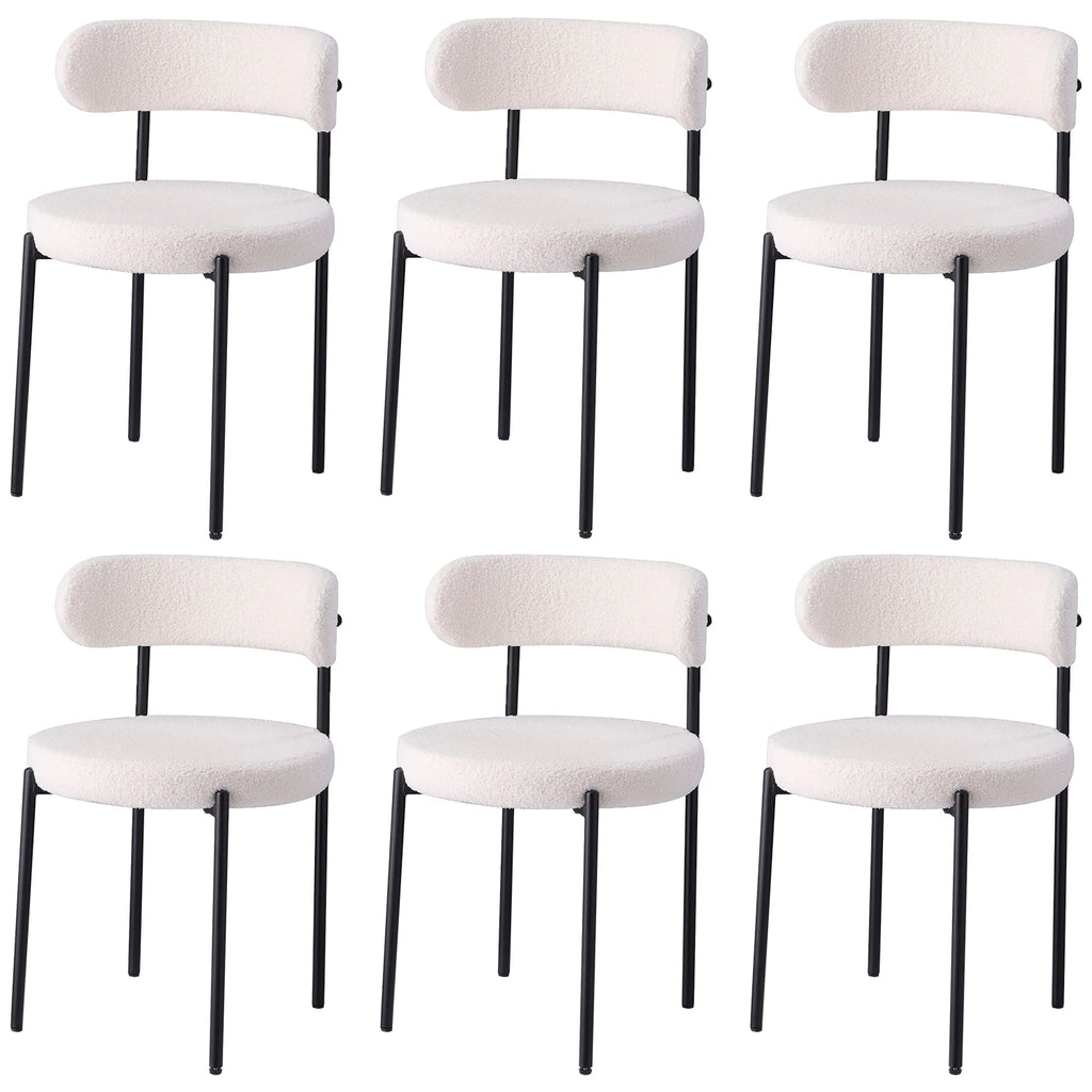 Chaises de salle à manger EGOONM style scandinave (lot de 2/4/6), chaises de cuisine rembourrées avec velours bouclette (effet teddy), pour maison, bureau et salle à manger
