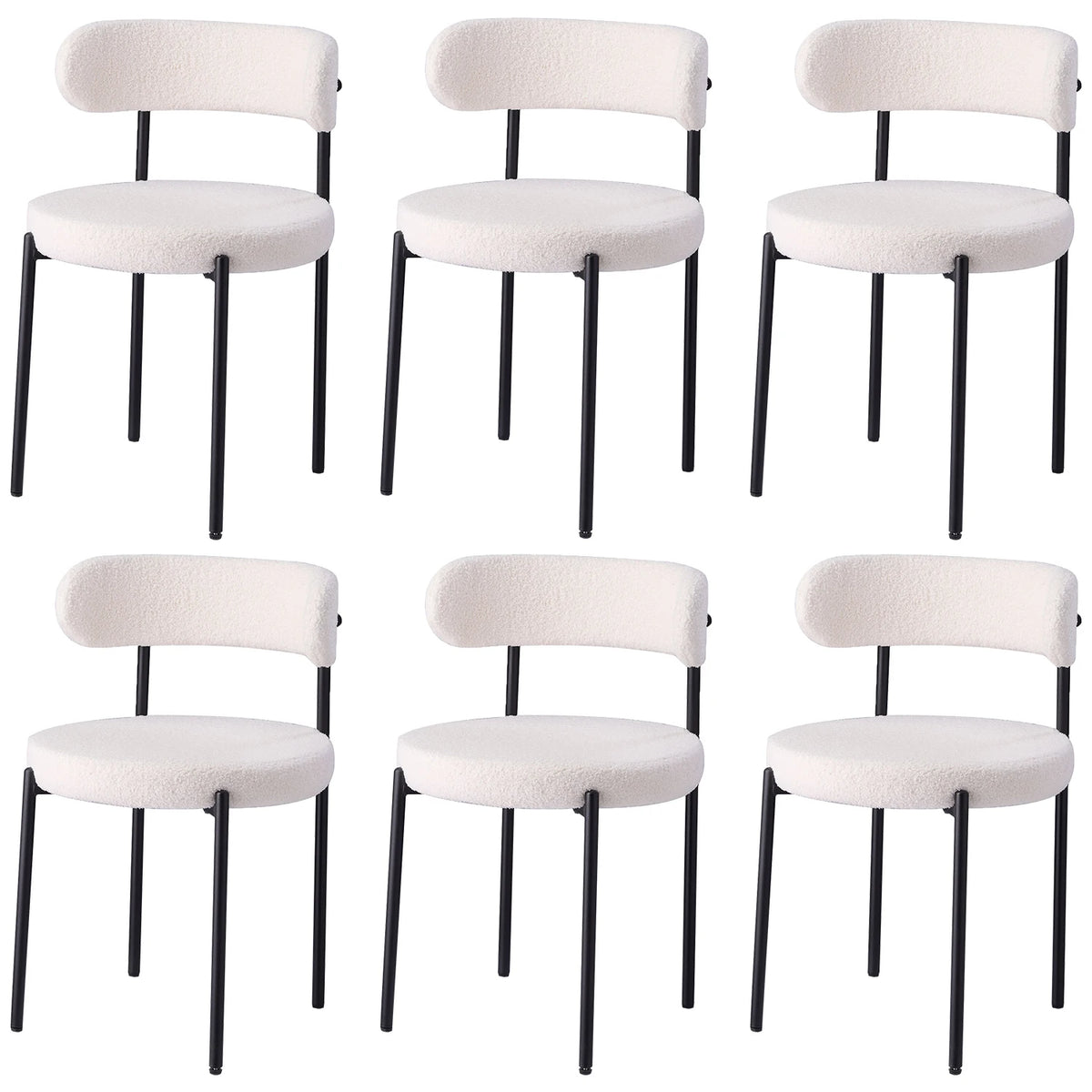 Chaises de salle à manger EGOONM style scandinave (lot de 2/4/6), chaises de cuisine rembourrées avec velours bouclette (effet teddy), pour maison, bureau et salle à manger