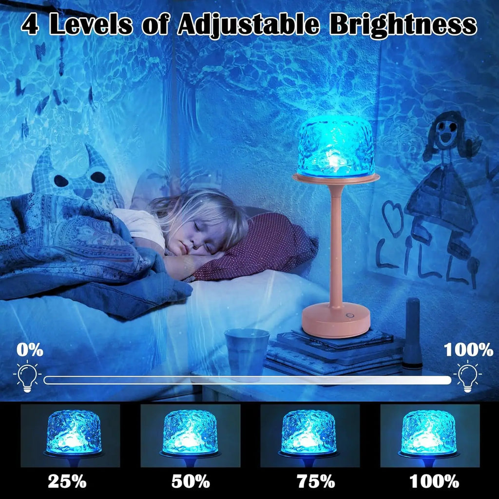 Veilleuse LED lampe océan, projecteur d'effet vagues d'eau, 16 couleurs, intensité réglable, commande tactile et télécommande, USB