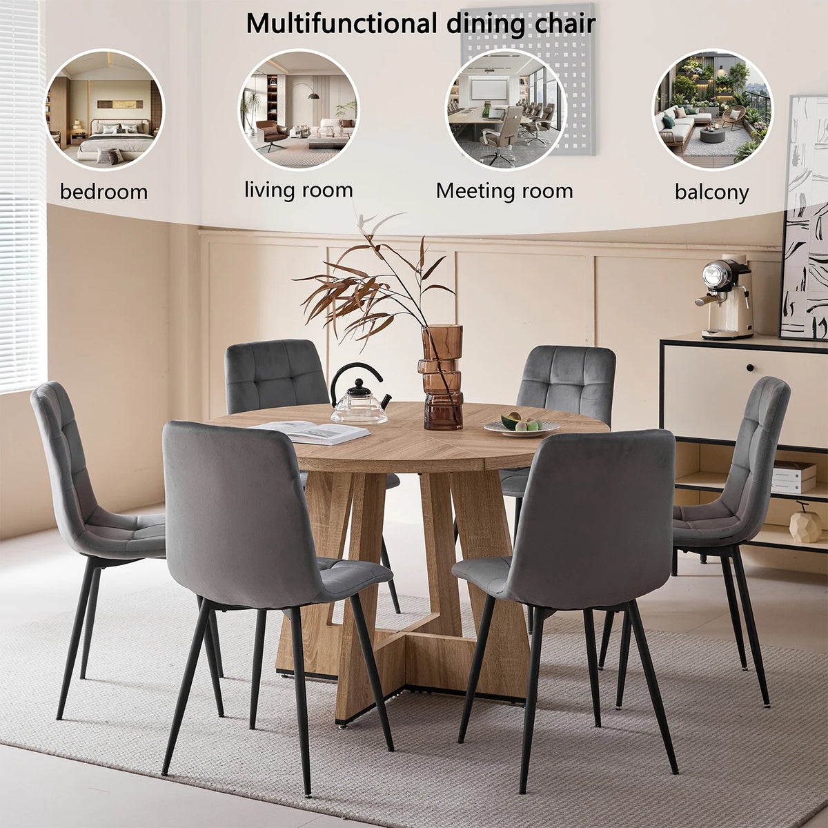 Lot de 2/4/6 chaises de salle à manger en velours modernes, minimalistes et multifonctionnelles, pieds en métal, pour salle à manger, bureau à domicile et sièges de visiteurs