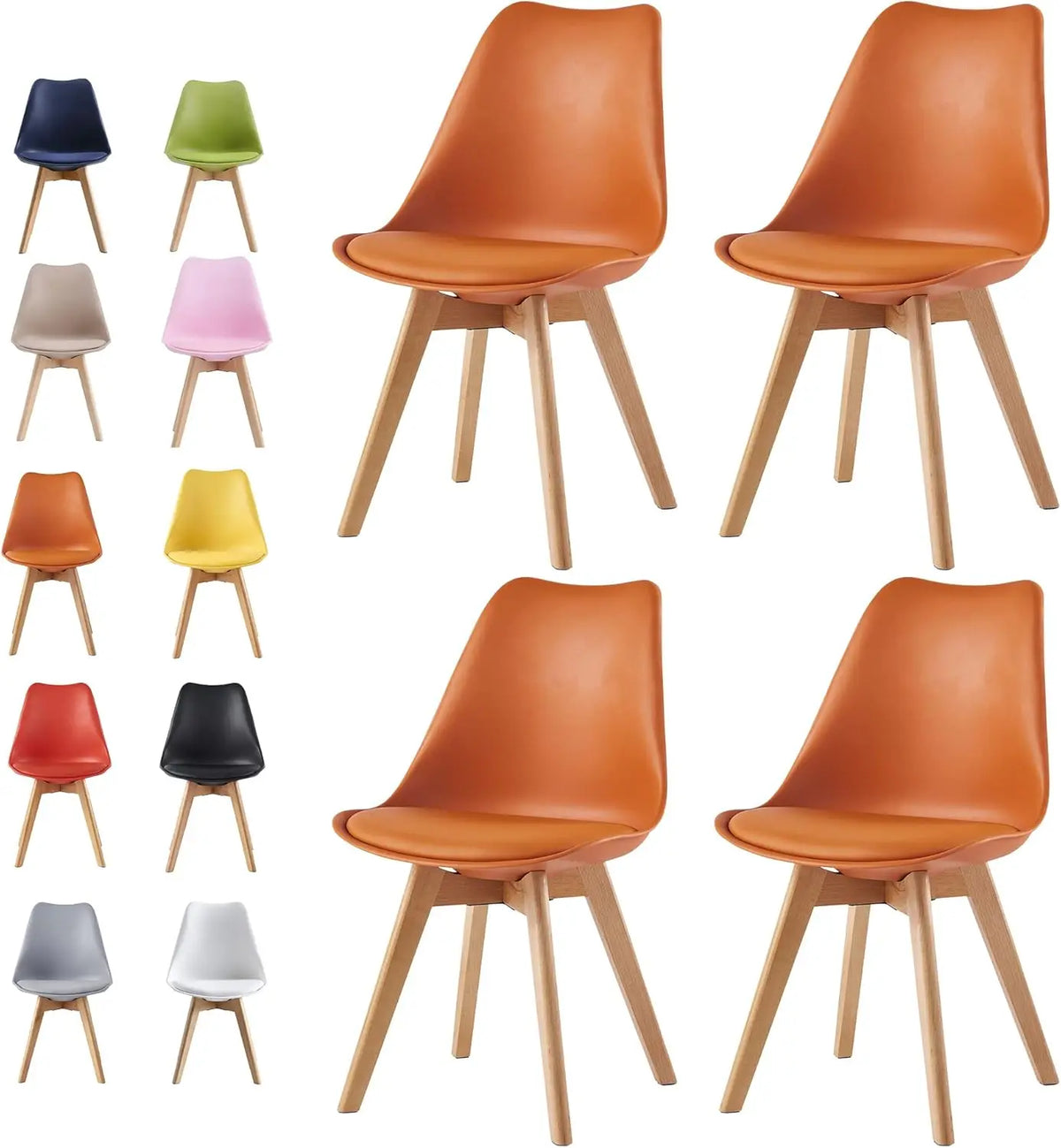 Chaises de salle à manger Mcc Direct (lot de 4), chaises de cuisine, chaises de bureau, chaise coque de designer "Eva" disponible en 7 couleurs tendance