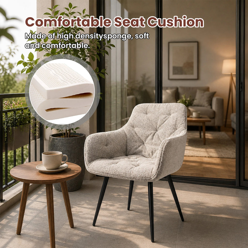 Lot de 2 ou 4 chaises de salle à manger rembourrées avec pieds en métal – Chaise de cuisine ergonomique pour salon – Chaise coquille moderne en velours, velours cotelé ou bouclette – Chaises rembourrées pour salle à manger, cuisine et salon