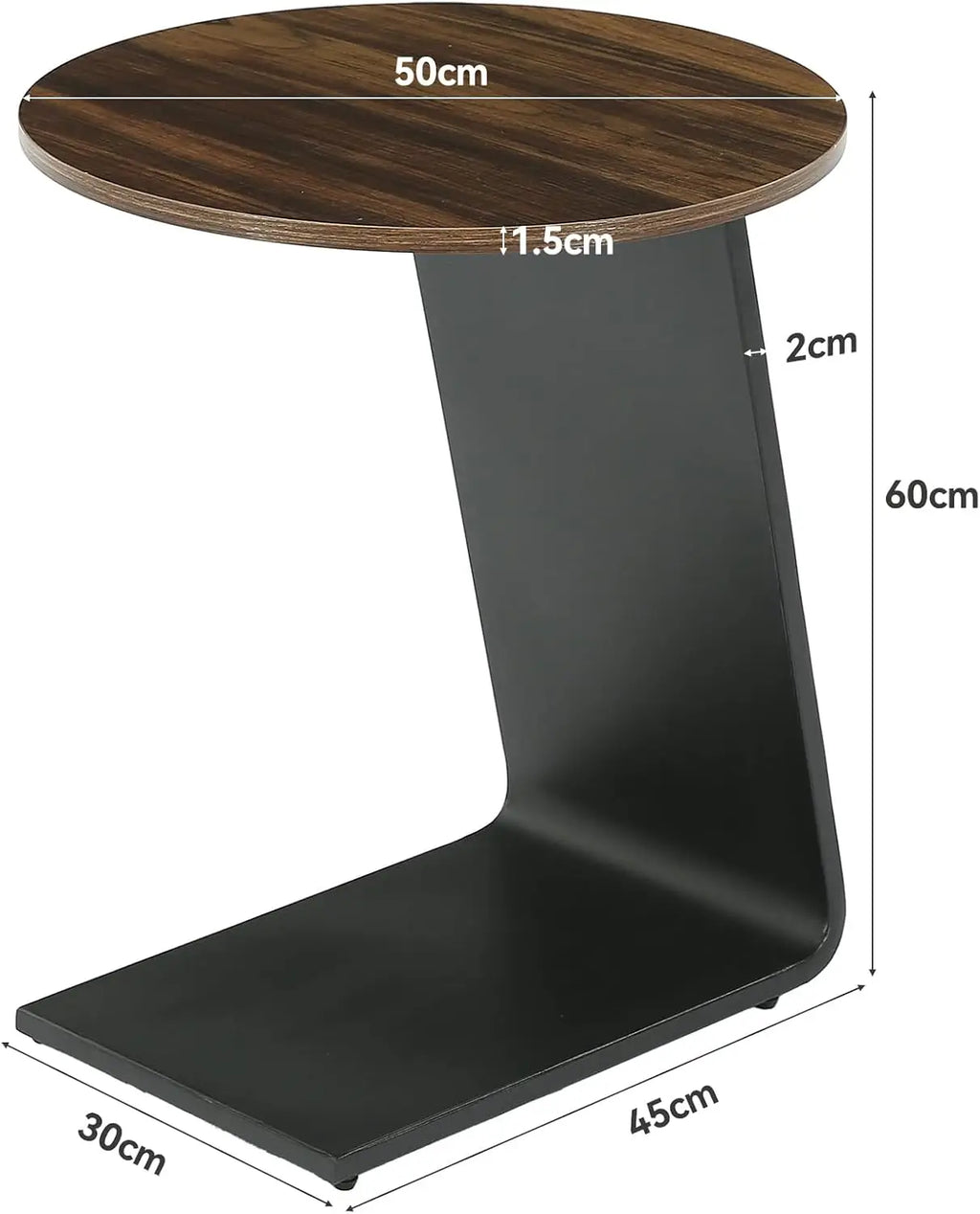 Petite table d'appoint ronde Tribesigns, bout de canapé en C de 50 cm avec structure en métal