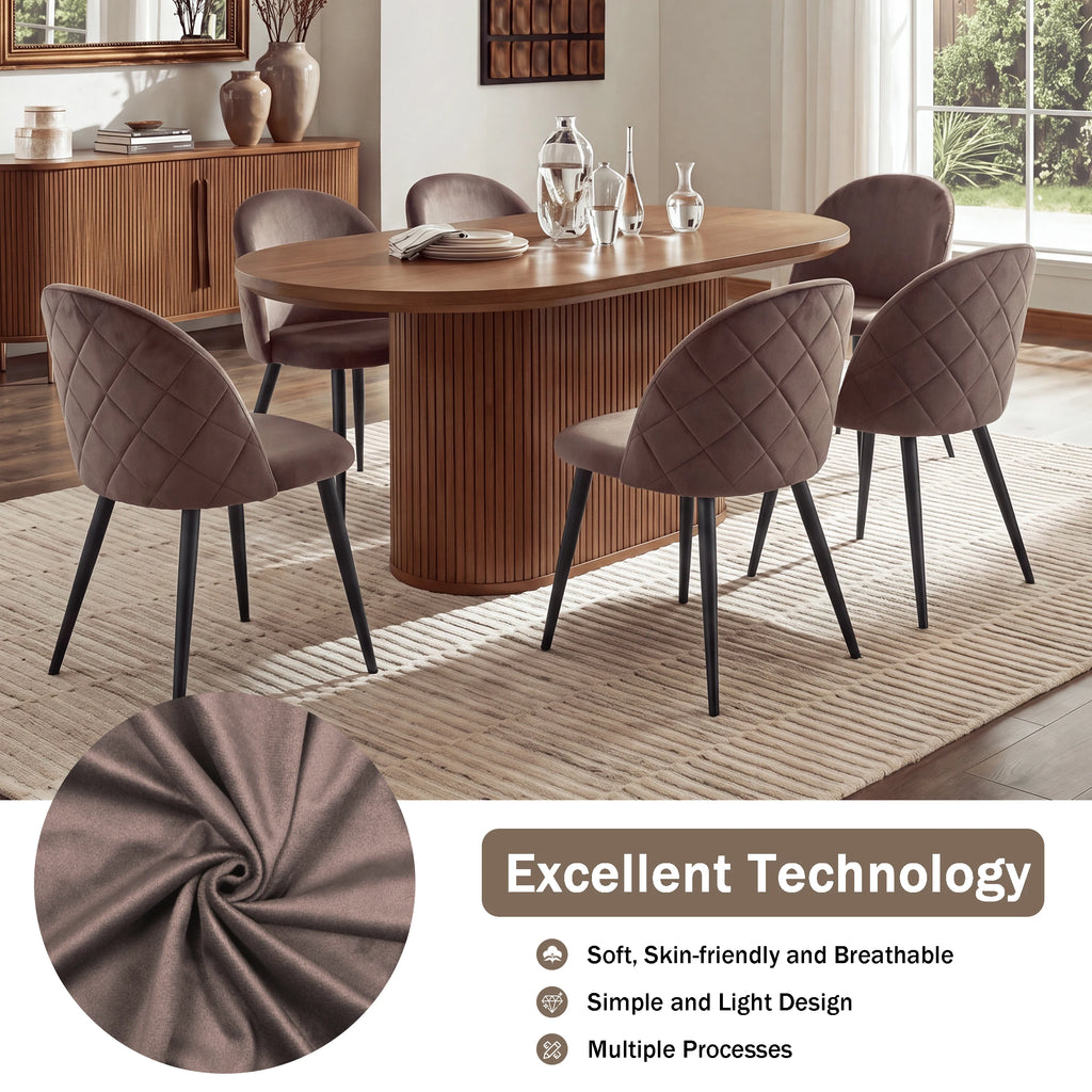 Lot de 4 Chaises de Salle à Manger en Velours avec Pieds en Métal - Chaises Modernes au Design Scandinave Chic - Fauteuils Confortables pour Cuisine, Chambre, Coiffeuse et Réceptions