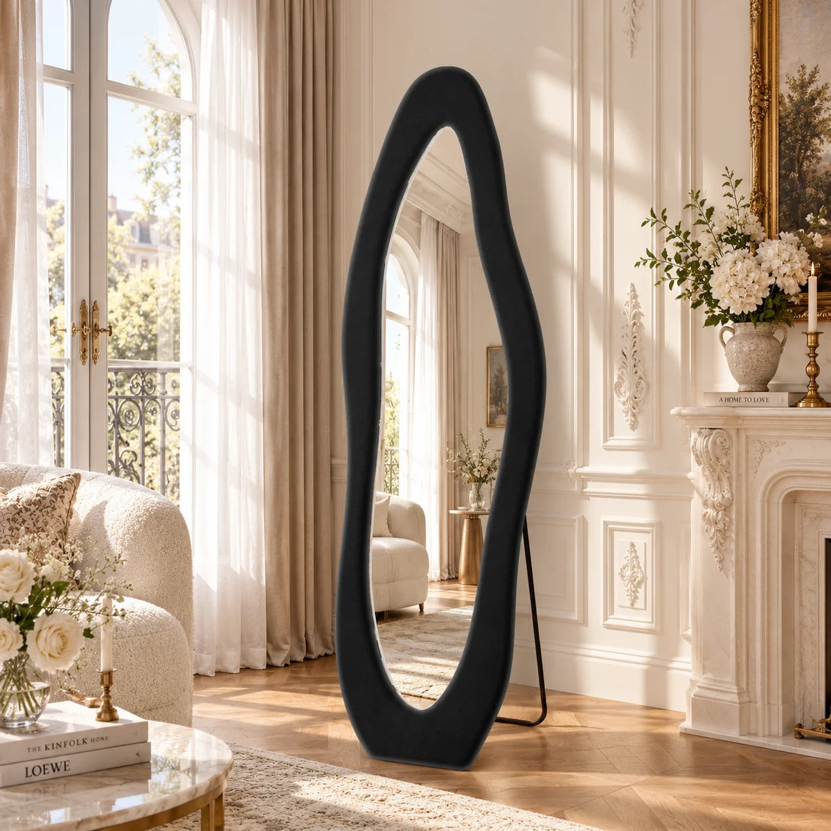 Miroir plein pied 160x50 cm, miroir sur pied et miroir mural avec cadre rembourré, grand miroir d'essayage pour chambre, couloir et dressing, élégant miroir autoportant avec réflexion nette et design moderne pour la décoration d'intérieur