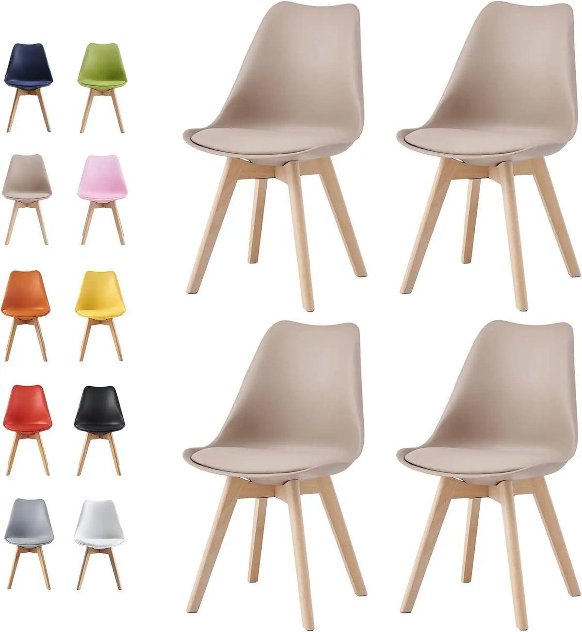 Chaises de salle à manger Mcc Direct (lot de 4), chaises de cuisine, chaises de bureau, chaise coque de designer "Eva" disponible en 7 couleurs tendance