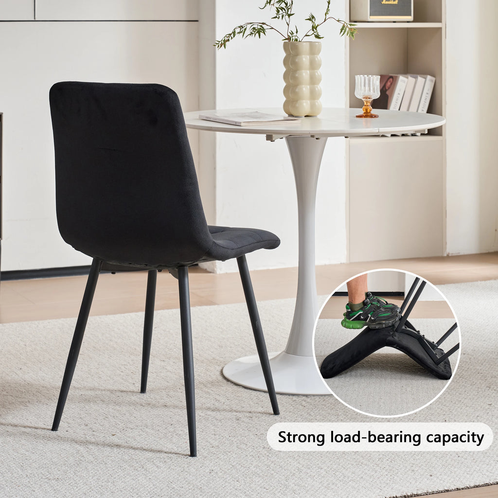 Lot de 2/4/6 chaises de salle à manger en velours modernes, minimalistes et multifonctionnelles, pieds en métal, pour salle à manger, bureau à domicile et sièges de visiteurs