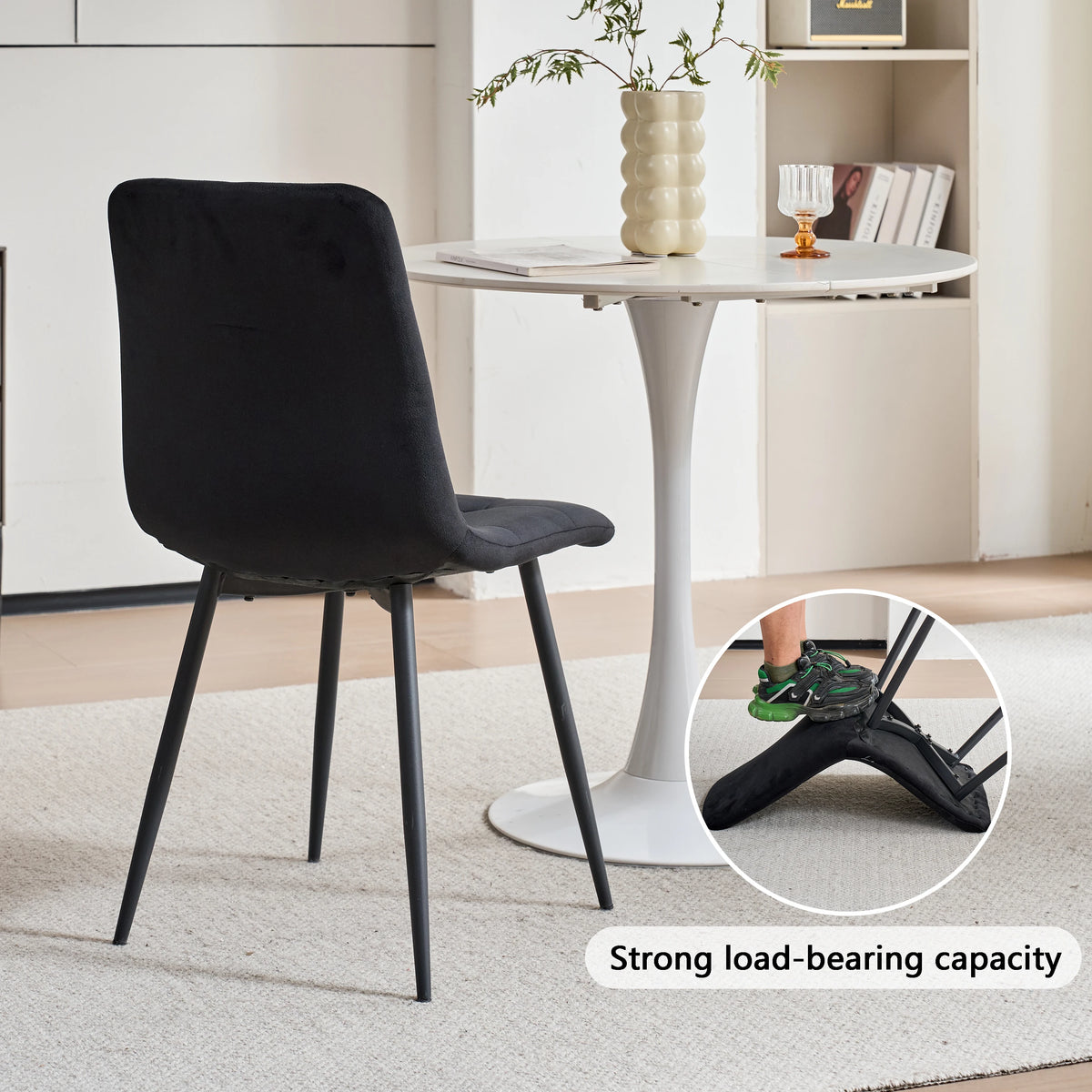 Lot de 2/4/6 chaises de salle à manger en velours modernes, minimalistes et multifonctionnelles, pieds en métal, pour salle à manger, bureau à domicile et sièges de visiteurs