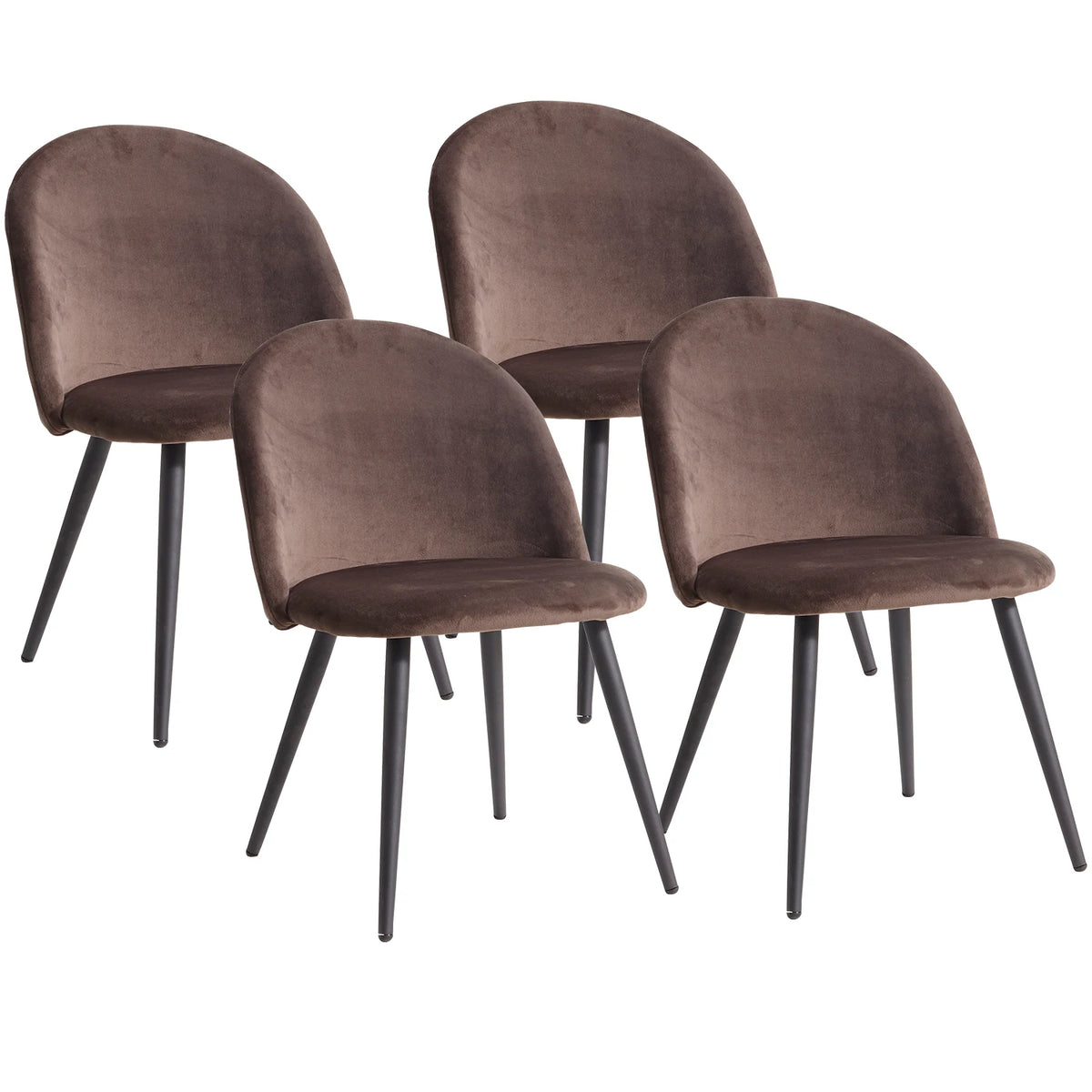 Lot de 4 Chaises de Salle à Manger en Velours avec Pieds en Métal - Chaises Modernes au Design Scandinave Chic - Fauteuils Confortables pour Cuisine, Chambre, Coiffeuse et Réceptions
