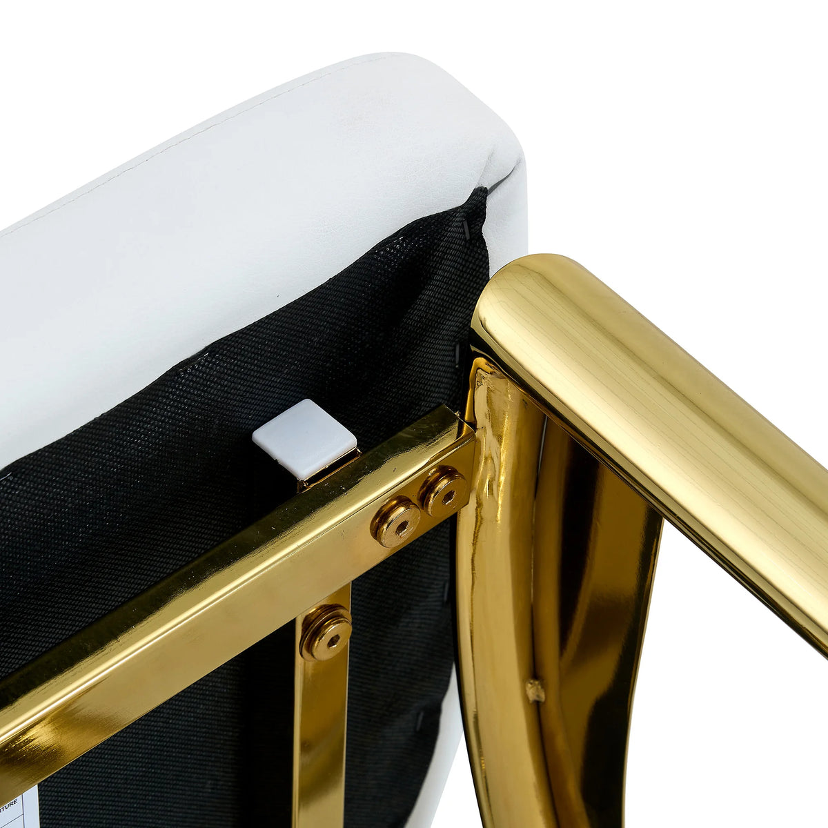 [Lot de 2] Chaises de salle à manger au design européen avec dossier ajouré, cuir synthétique (PU) blanc mat et pieds en métal doré brillant, hauteur 102,5 cm, pour salle à manger ou salon moderne