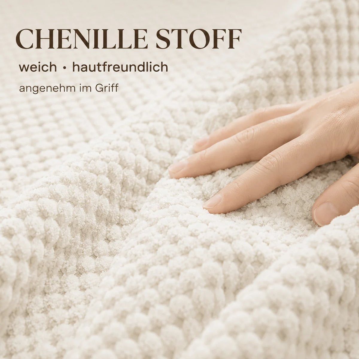 Canapé modulable 3 places en chenille beige avec mousse haute élasticité 30D et compression sous vide, sans montage avec sol antidérapant, polyvalent pour salon, chambre et bureau à domicile