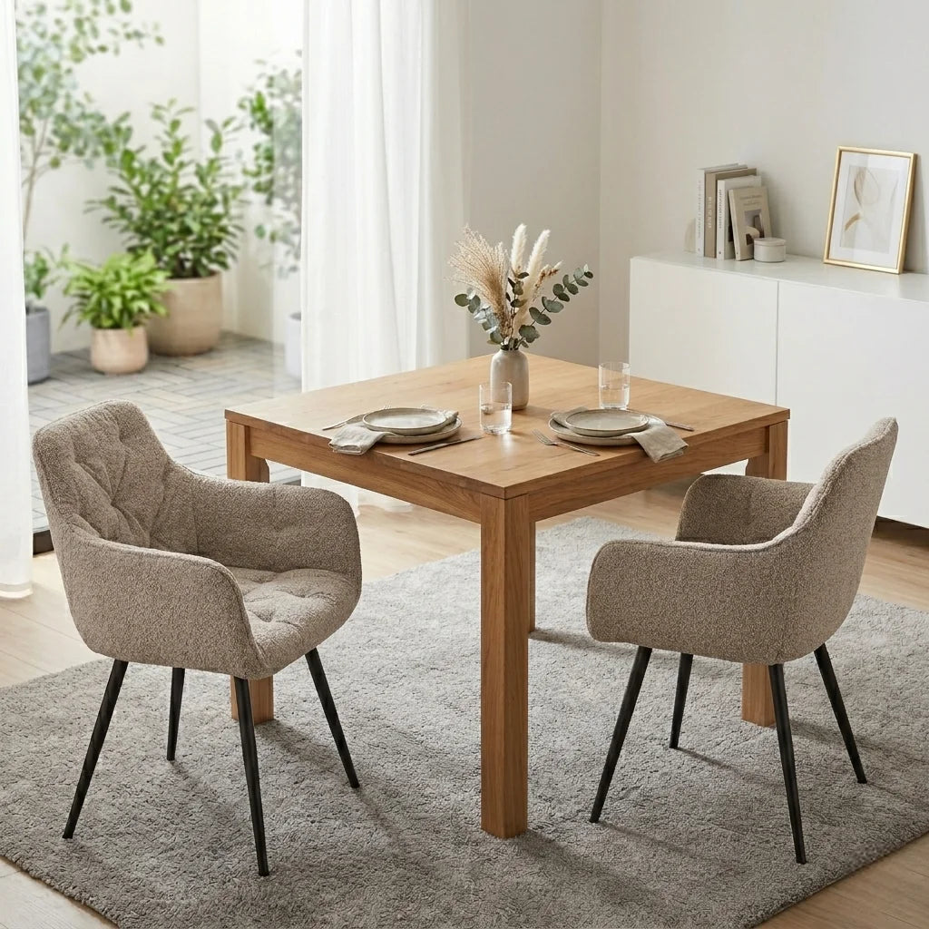 Lot de 2 ou 4 chaises de salle à manger rembourrées avec pieds en métal – Chaise de cuisine ergonomique pour salon – Chaise coquille moderne en velours, velours cotelé ou bouclette – Chaises rembourrées pour salle à manger, cuisine et salon