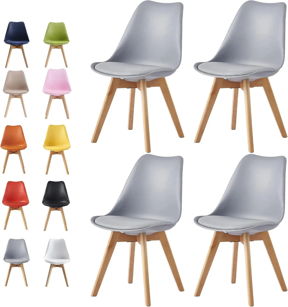 Chaises de salle à manger Mcc Direct (lot de 4), chaises de cuisine, chaises de bureau, chaise coque de designer "Eva" disponible en 7 couleurs tendance