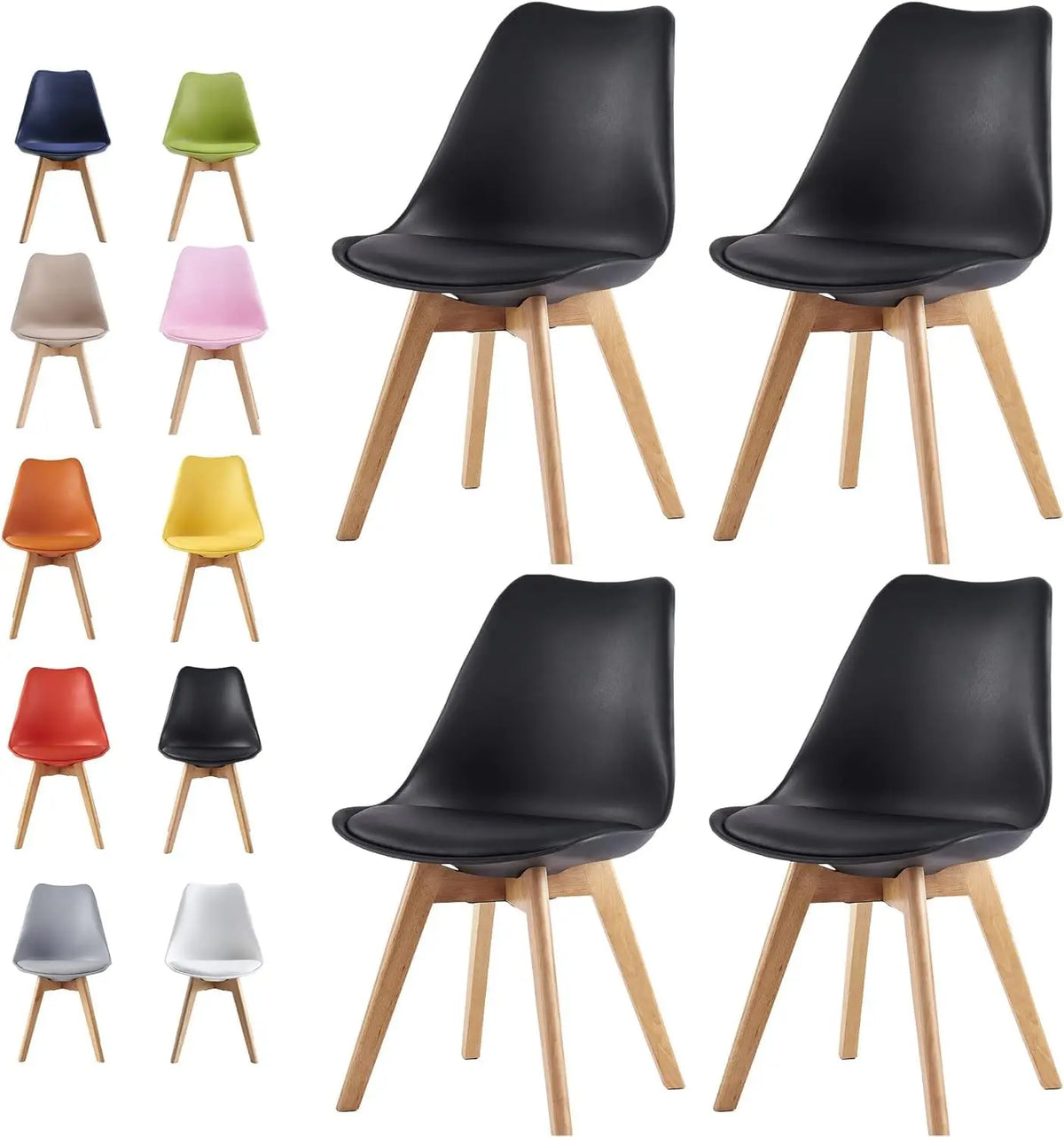Chaises de salle à manger Mcc Direct (lot de 4), chaises de cuisine, chaises de bureau, chaise coque de designer "Eva" disponible en 7 couleurs tendance