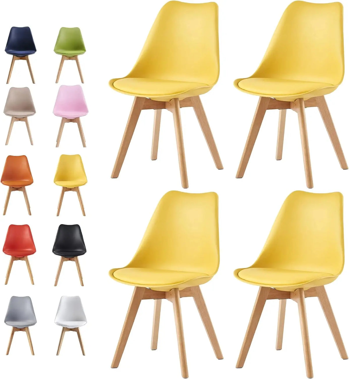 Chaises de salle à manger Mcc Direct (lot de 4), chaises de cuisine, chaises de bureau, chaise coque de designer "Eva" disponible en 7 couleurs tendance