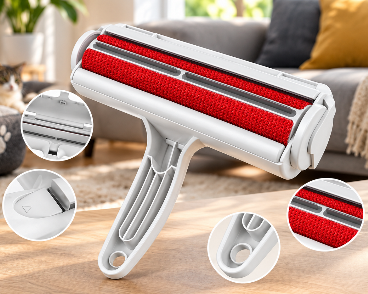 Rouleau et brosse de nettoyage anti-poils d'animaux
