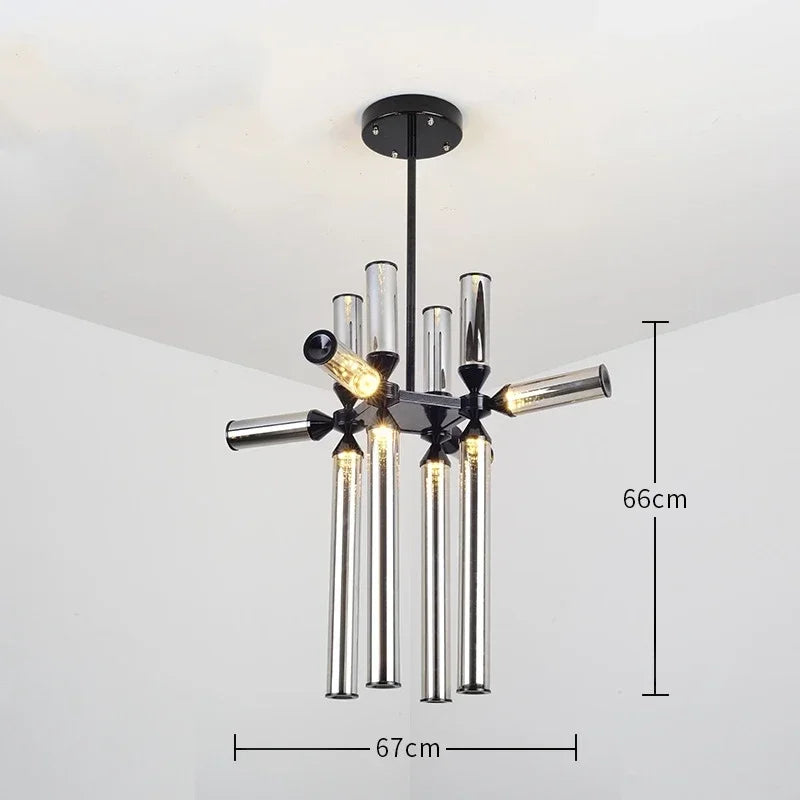 Designer Glass Tube Pendant Lamp Modern Living Room Chandelier For Bedroom Bedside Cafe Home Decor Led Dining Room Hanging Light