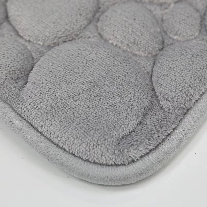 Ensemble 3 pièces de tapis de sol unicolores simples, absorbants et antidérapants pour salle de bain, motif pierre, confortables et doux, lot de trois