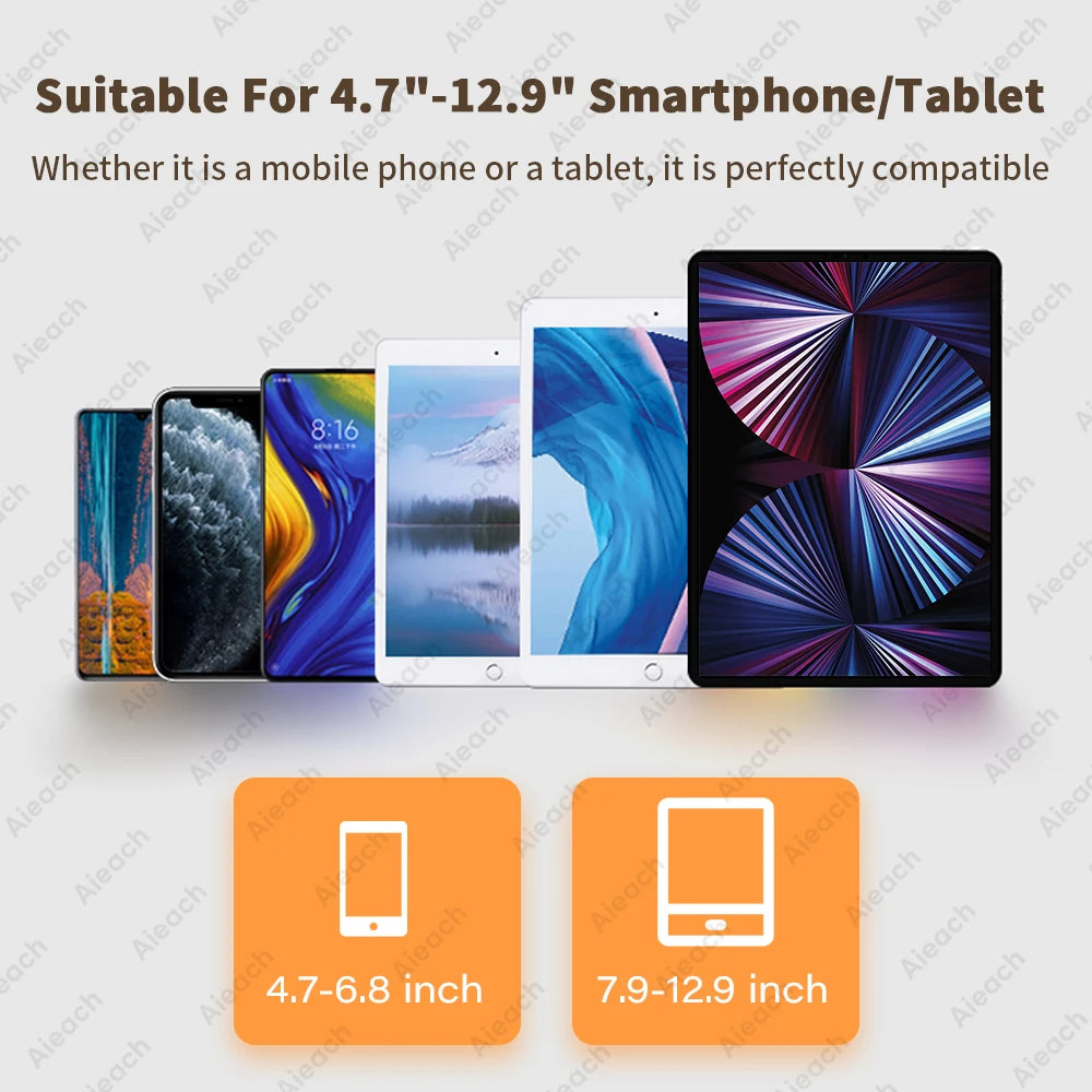 Support de bureau pour tablette 4,7 à 12,9 pouces, support pliant réglable pour iPad, Xiaomi, Samsung et téléphones portables