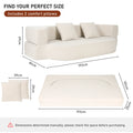 OYAJIA Canapé-Lit Pliable 2 Places Sans Armature - Matelas de Sol Convertible et Chauffeuse Banquette 2-en-1 avec 2 Coussins - Lit d'Appoint Gain de Place pour Salon, Chambre et Studio - Blanc Cassé/Gris