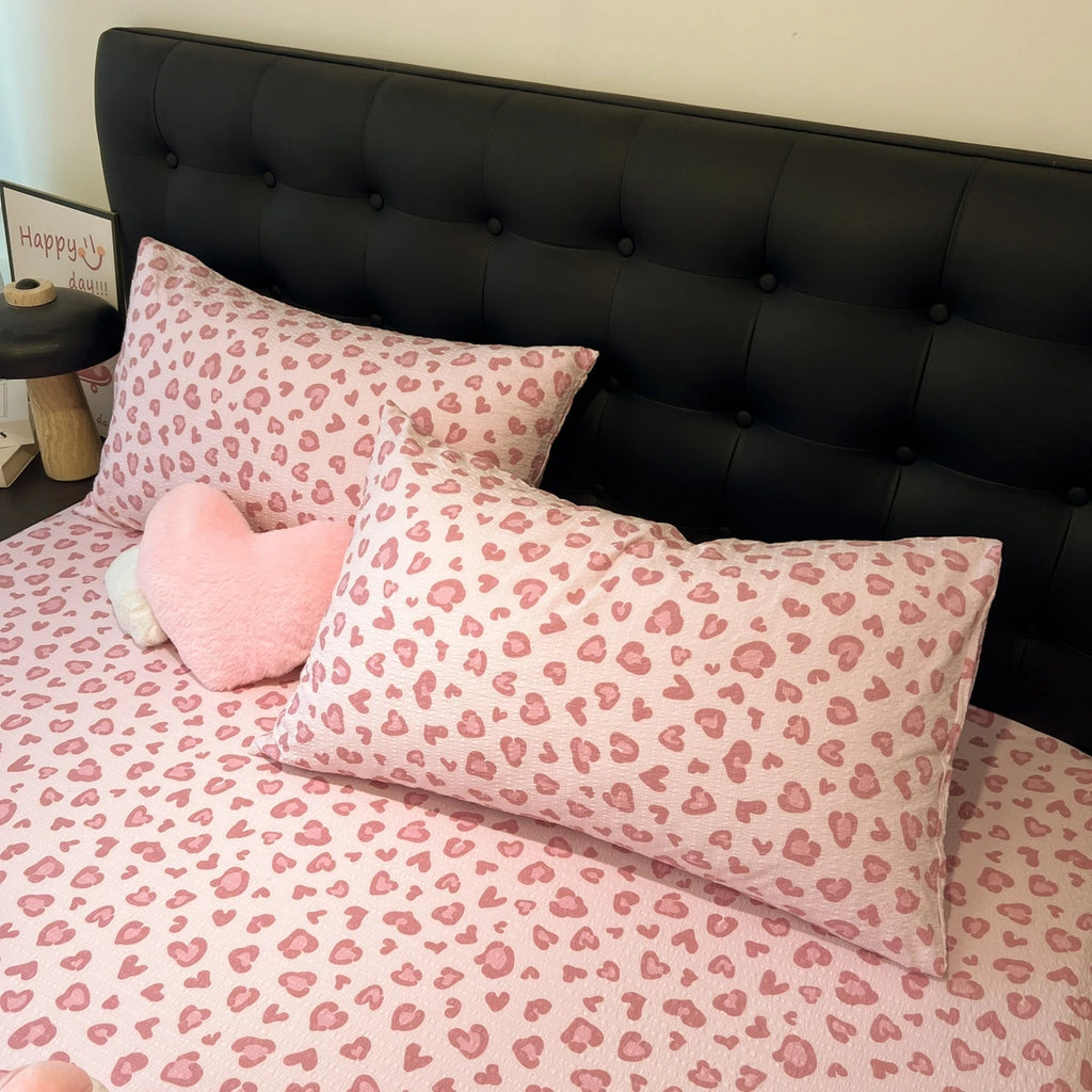 Leopard Printed Fitted Bed Sheet Non-slip Fitted Sheet Single/Queen/King Drap De Lit Skin-friendly Soft Bed Sheets on Elastic
