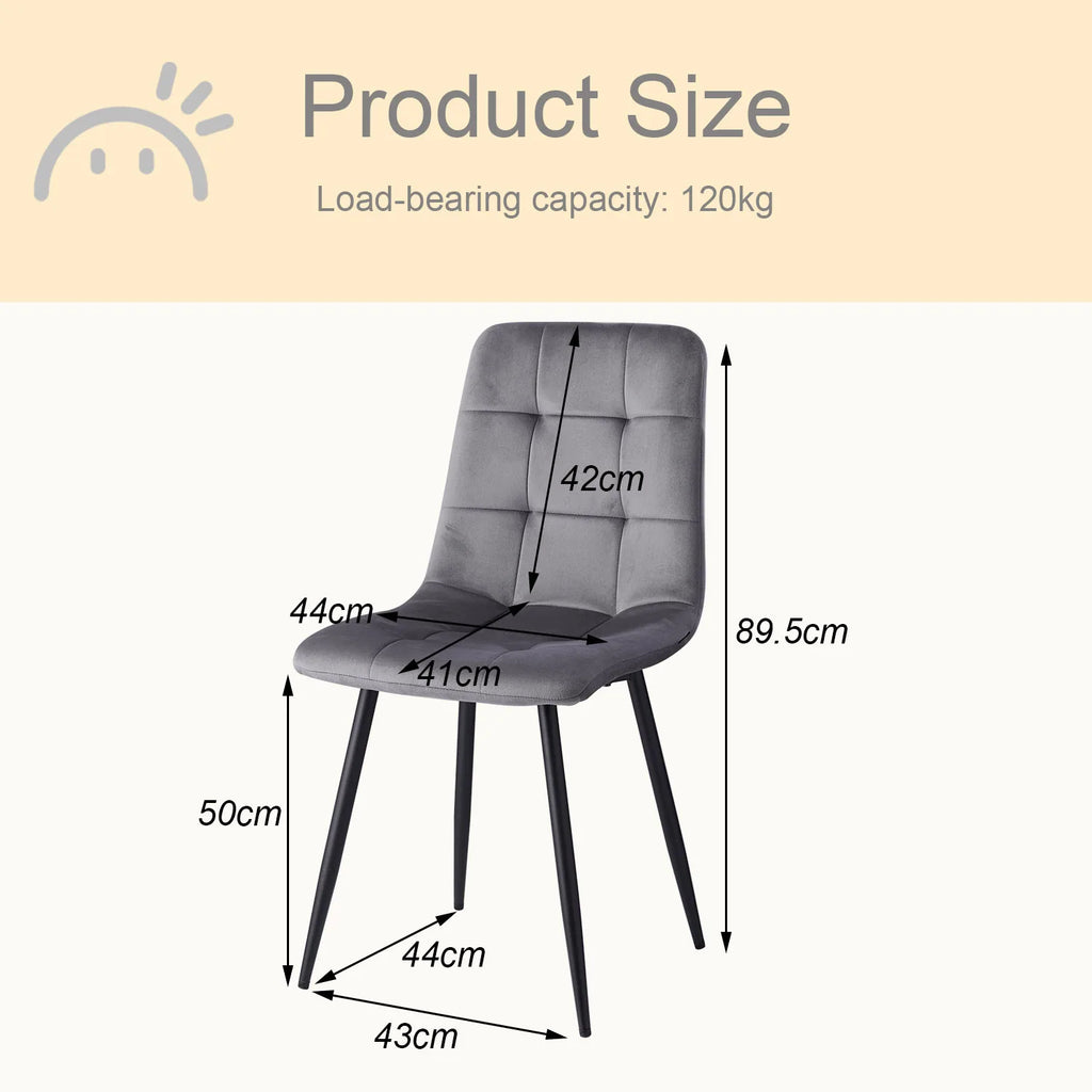 Lot de 2/4/6 chaises de salle à manger en velours modernes, minimalistes et multifonctionnelles, pieds en métal, pour salle à manger, bureau à domicile et sièges de visiteurs