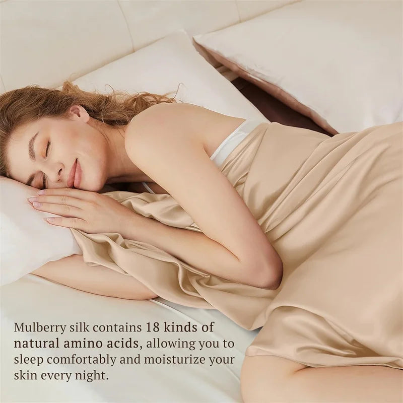1PC Mulberry Silk Flat Sheet Luxury Smooth Bed Sheets Top Sheet Single Double King Queen Size Couple Bed Linen Soft Bedspreads