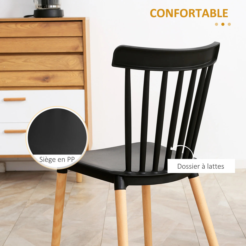 Lot de 4 chaises de salle à manger, chaises de cuisine, style scandinave, dossier haut, assise en polypropylène, pieds en [bois / métal]