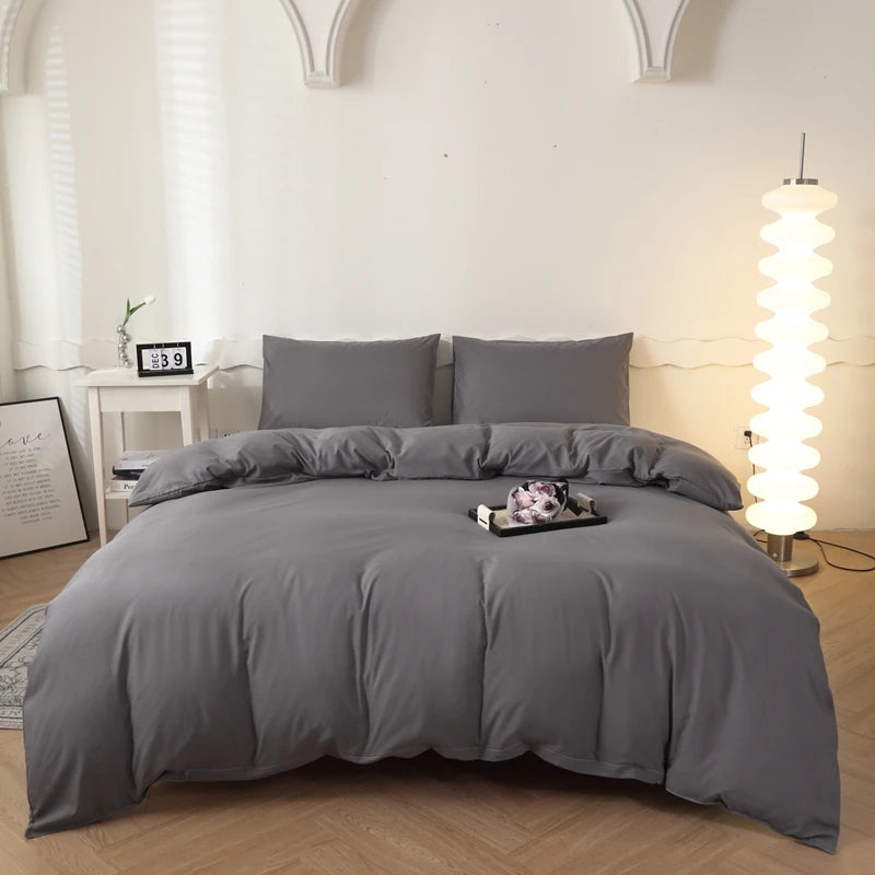 Housse de couette unie 100 % coton lavé