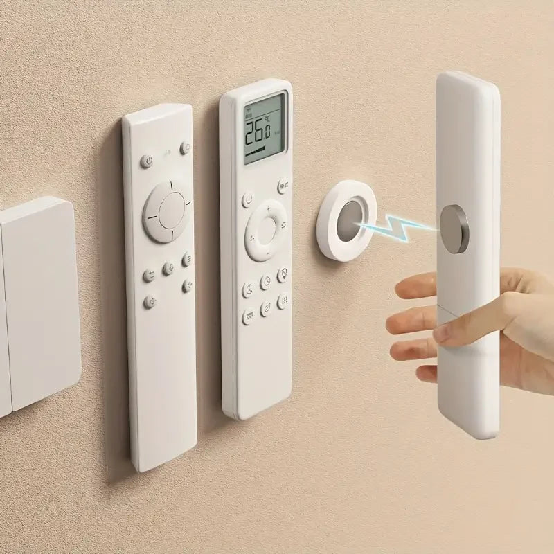 Lot de 3 supports télécommande magnétiques sans perçage, support mural pour télécommandes TV / climatiseur / DVD, design blanc gain de place