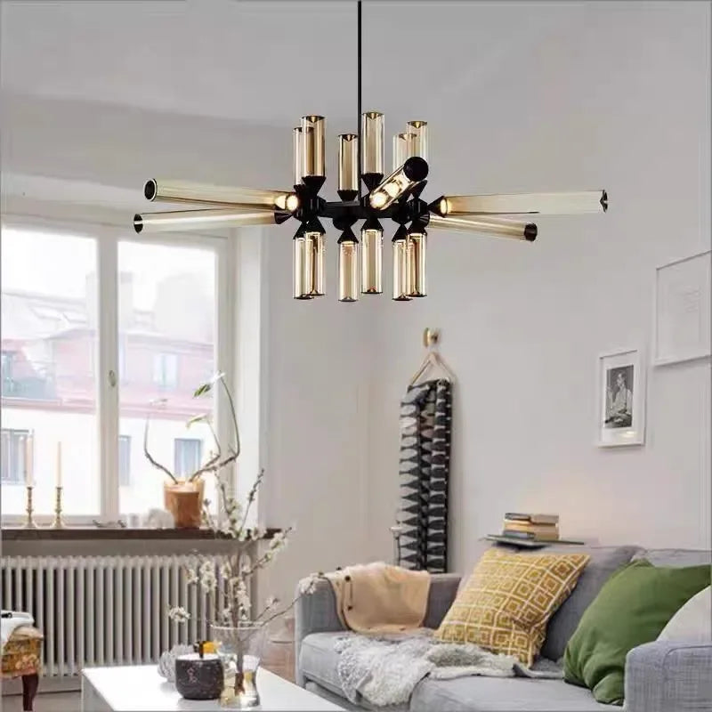 Designer Glass Tube Pendant Lamp Modern Living Room Chandelier For Bedroom Bedside Cafe Home Decor Led Dining Room Hanging Light