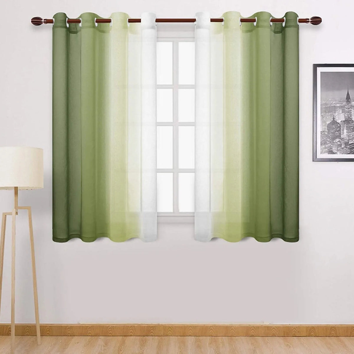 Rideaux en tulle bicolores (dégradé gauche et droit) pour salon et chambre, voilages en organza pour habillage de fenêtre, 1,32 x 1,6 m