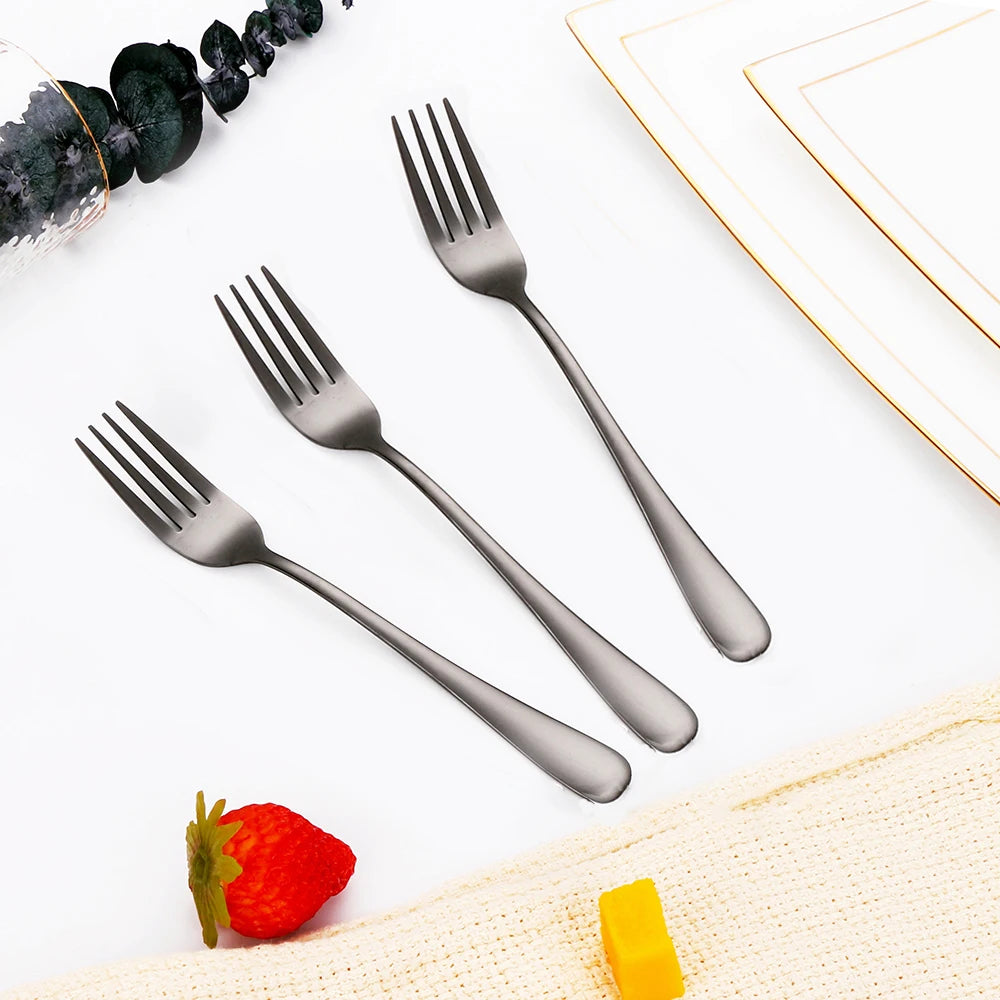 Lot de 1/3/4/5/6 fourchettes à dessert dorées en acier inoxydable, fourchettes à fruits, gâteau, crème glacée et thé, vaisselle miroir pour salon de thé et réceptions