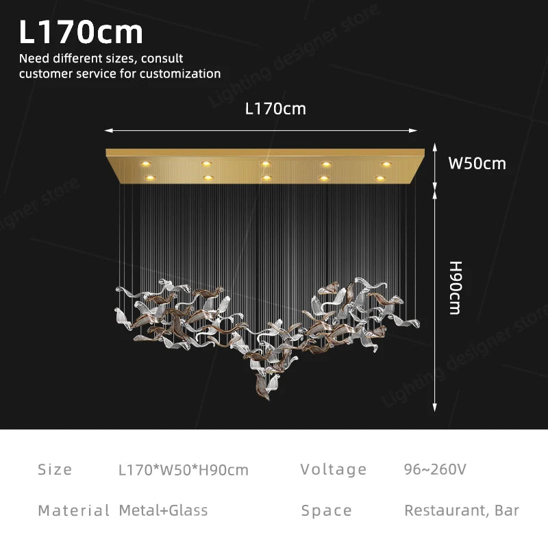 Restaurant Dining Table Hanging Chandelier Luxury Chandelier Lighting Living Room Hang Lamp Kitchen Island Glass Pendant Light