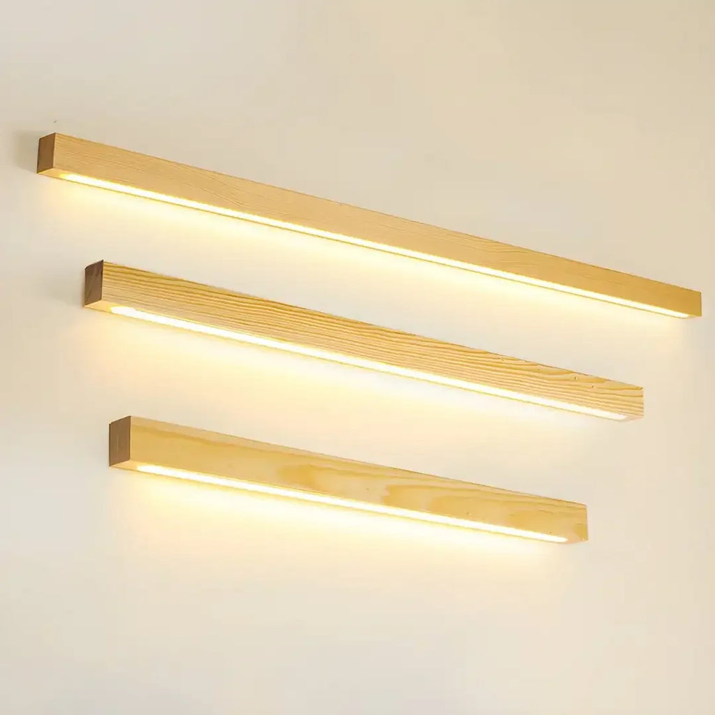 Applique murale en tasseaux de bois style japonais MAISU - Lampe suspension longue et minimaliste pour salon, chambre, couloir et décoration d'intérieur